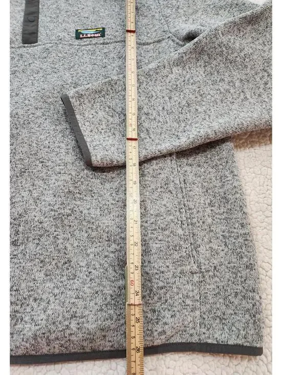 LL Bean Snap Fleece Gray Pullover Sweater Jacket Mens Size Large Slightly Fitted - Picture 7 of 9